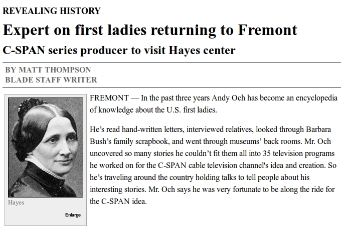 Mr. Och uncovered so many stories he couldn’t fit them all into 35 television programs he worked on for the C-SPAN cable television channel's idea and creation. So he’s traveling around the country holding talks to tell people about his interesting stories. Mr. Och says he was very fortunate to be along the ride for the C-SPAN idea.